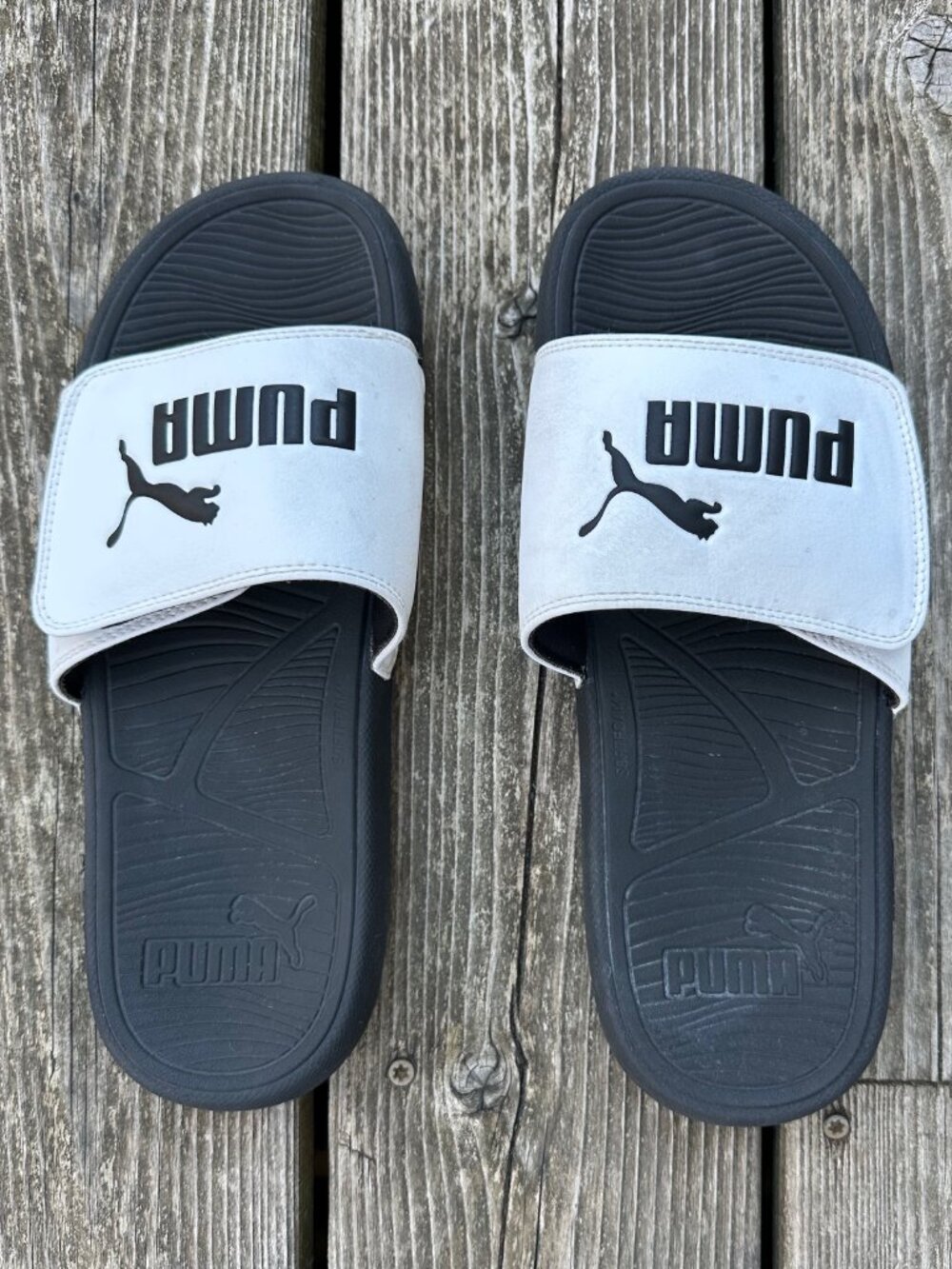 PUMA WHITE / BLACK COOL CAT SLIDE SANDAL Men's Size 9 Adjustable